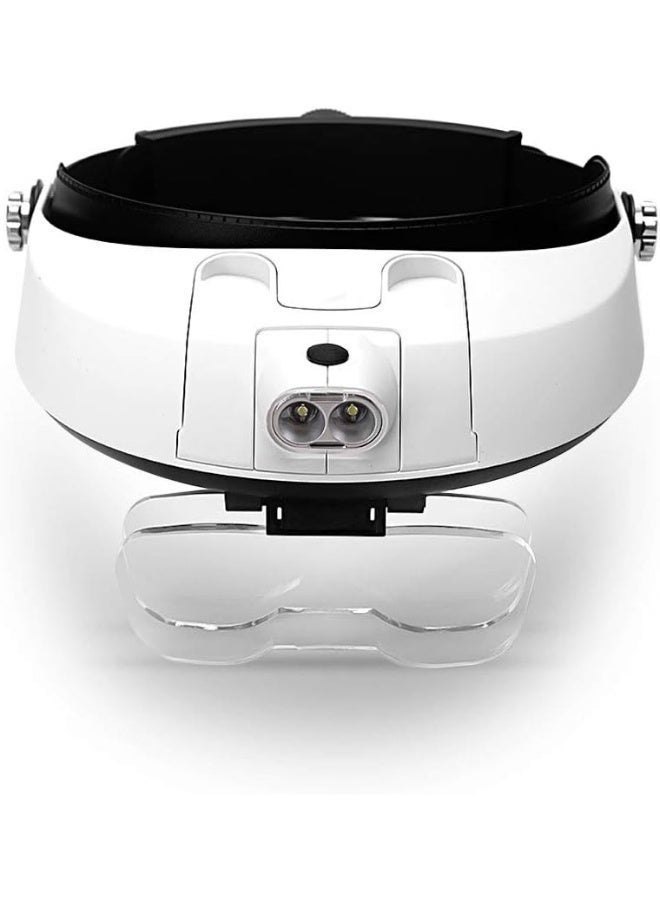 1X إلى 6X مكبر الرأس ، زجاج مكبر رأس جبل مع ضوء LED للعمل القريب المجوهرات لوب تمديدات الرموش مشاهدة إصلاح القراءة - Image 3